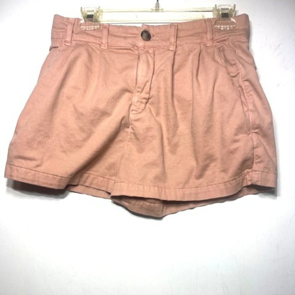 Free People Billie Pleated High Rise Denim Chino Shorts Size 6 Color Rosie Pink